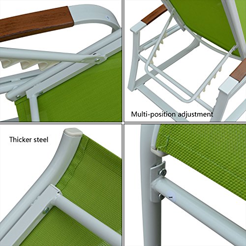 Liege Garten Gartenliege Sonnenliege Relaxliege Liegestühle Liegestuhl Grün Relax Sonnenbad Verstellbar Stahl XXL 217 x 57,5 x 33 cm - 6