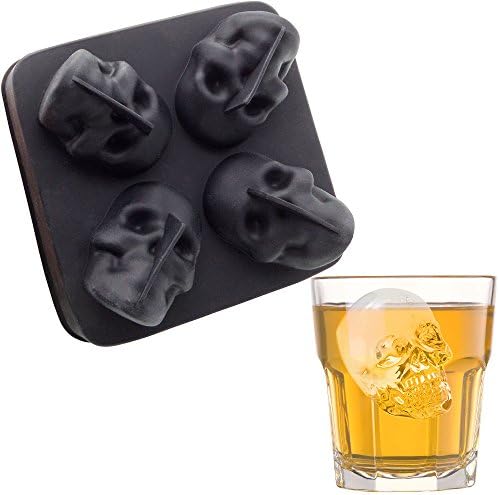 Kidac 3D Skull Ice Cube Tray Flexible Silicone Large Ice Cube Moulds BPA Free (Black)
