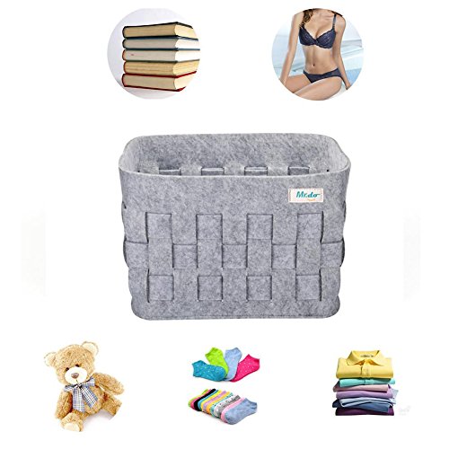 Filzkorb Aufbewahrungskörbe Grau Regalkörbe Korb für die Aufbewahrung von Spielzeug Bücher Zeitschriften Datei Papier oder Mappe mit Atmungsaktivem Handgewebten Entwurf (13,4 x 11,4 x 9,6 Zoll) - 9