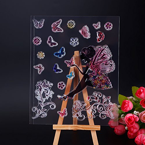 zhuotop Elegante Little Fairy Muster DIY Große transparent Gummi Stempel Seal DIY Craft Scrapbooking Decor - 5