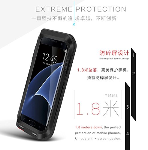 Love Mei Powerful - Carcasa s  per protectora anti-shock con Gorilla Glass para Samsung Galaxy S7 Edge - Negro