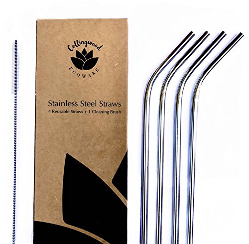 Collingwood Ecoware, Edelstahl mit Reinigungsbürste, passend für 30oz 20oz Becher, wiederverwendbar, umweltfreundlich, 4 lang, Metall-Strohhalme für Yeti Ozark RTIC + mehr