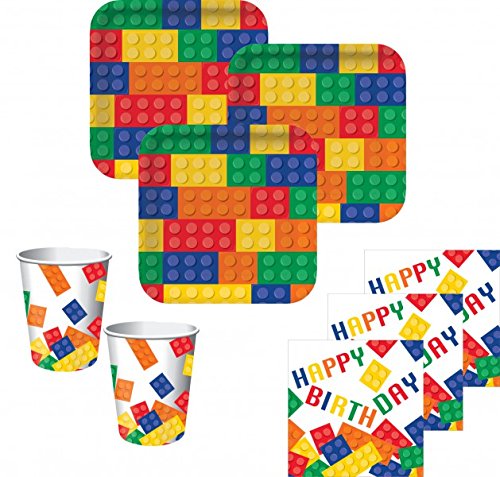 32 Teile Bausteine Geburtstags Party Set für 8 Kinder