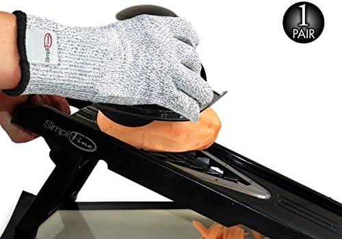 SimpliFine Food Safe Cut Resistant Gloves, Large. Best for using with a Mandolin, Grater, Cutting with Knives and Avoiding Cuts. Level 5 Professional Grade Protection