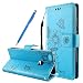 Produktbild Huawei P10 Lite Hülle, Fraelc Premium Kunstleder Brieftasche Case im Bookstyle Flip Wallet Cover mit Kartenfächer und Standfunktion Leder Hülle für Huawei P10 Lite (5,2 Zoll) Tasche in Schmetterling Blume Design Schutzhülle (Blau)