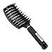 Black Boar Bristle Brush for Healthy Hair, Nylon Detangling Pins Vent Brush for Fast Blow Drying, Hair Care Scalp Massager for Hair Growth, Frizz Control Curved Hair Brush Detangling Comb