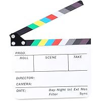 Electomania Director's Film Clapboard Acrylic Plastic Cut Action Scene Clapper Board Slate with Color Sticks - 11.8x9.5 inches/30.2x24.3cm (White)