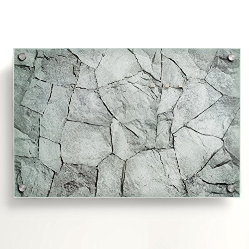 Design Magnettafel | Glas Memoboard mit Stein Motiv | Sicherheitsglas | beschreibbar | inklusive 3 Magnete | verschiedene Größen (40x60 cm)