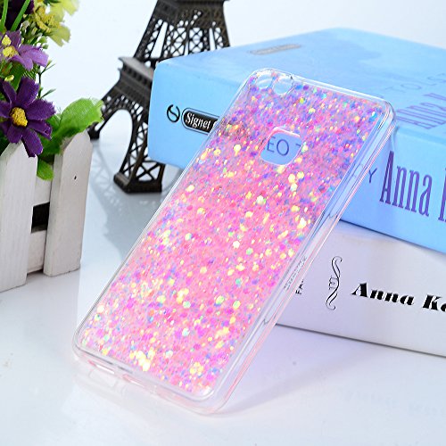 Badalink Hülle Huawei P10 Lite Slimcase Glitzer Schutzhülle Hülle PMMA + TPU Rückschale Schutz Hülle Case Tasche Wasserdicht Einteilige Handyhülle Stoßstangen Case Rosarot - 7