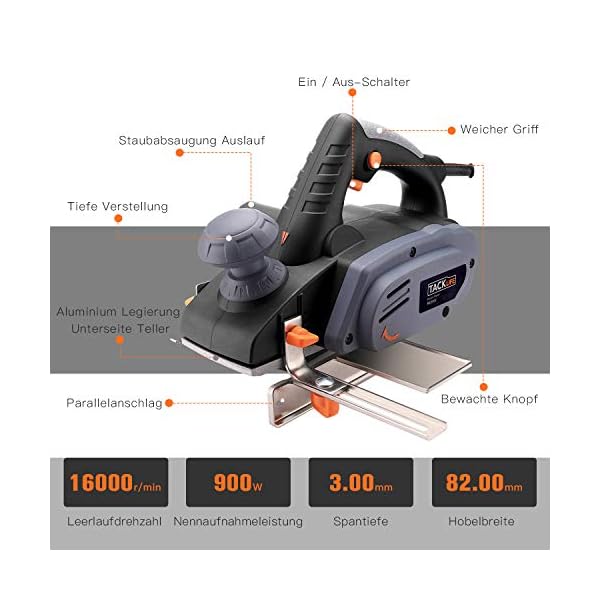 TACKLIFE 900W Elektrohobel RES002 - EPN02A – Bild 3
