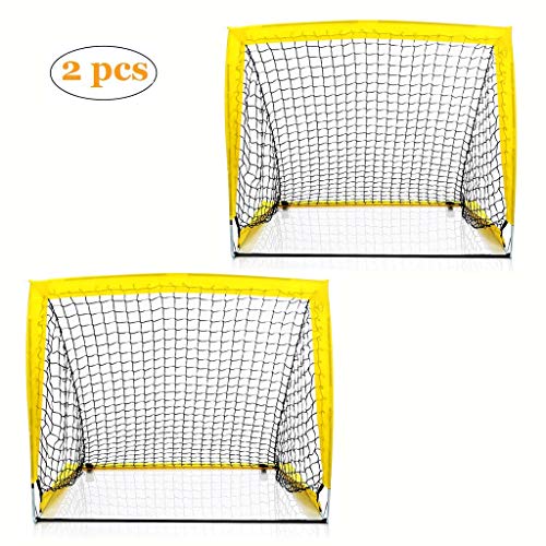 Portería de fútbol Plegable 2 en 1 función Niños al Aire Libre y de Interior, Puerta de Práctica de Tiro de Fútbol (105 * 75 * 75 cm) Regalos en Las Fiestas Juguete Navidad (Amarillo, dos unidades)