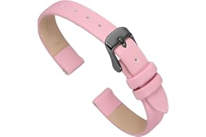 QUARKZMAN Genuino Cuero Correa, Liso Plano Cuero Reloj Correa para Hombre y Mujer