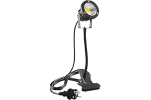 Monsing 7W LED Strahler mit Metallschlauch und Clip 2m Kabel mit Stecker Led Garten Beleuchtung Gartenleuchte Gartenstrahler Rasenstrahler IP65 Wasserdicht für Outdoor Hof Rasen (Warm White)