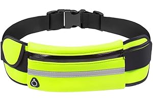 GUTEINTE Marsupio Sportivo Running Uomo Donna - Custodia Sport Fascia da Cintura con Portaborraccia - per Portafoglio Chiavi Porta Cellulare iPhone 12 /13PRO MAX, Cinturino Regolabile (Giallo)