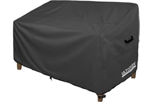 ULTCOVER Patio Furniture Sofa Cover 60W x 35D x 35H inch Waterproof Outdoor 2-Seater Loveseat Cover, Black