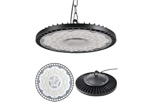 treoir 300W UFO LED Lámpara de Alta Bahía, 30000LM Campana Led Industrial, IP65 Impermeable UFO LED Taller Lámpara 6000-6500K Iluminacion Led Industrial para Garaje,Taller,Fábrica(300W,1pcs)