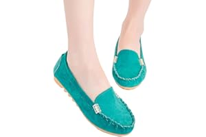 ORANDESIGNE Damen Slip On Bequeme Loafer Flats mit Runder Zehenpartie Hohle Flache Schuhe Wildleder Mary Jane Halbschuhe Yoga Training Tanz Schuhe