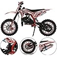 tinysiry Gas Power Motocross,49cc 2-Stroke Mini Dirt Bike,Off-Road Mini Motorcycle Up to 40KM/H, Gas Power Pocket Motorbike,Kids Trail Mini Bike Gas Motorcycle for Boys Girls Gifts (Red)