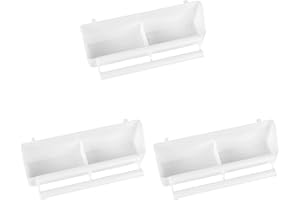 Fulushou 3-Piece Bird Feeder, Food & Water Cup, Plastic, 2 Compartments, White, 5 x 5 x 21.2 cm, For Budgie, Cockatiel, Pigeon, Small Birds, Indoor/Outdoor, Simple Style