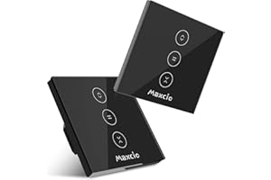 【LED Controlable】Wifi Interruptor Persiana, Maxcio Interruptor Táctil Inteligente WiFi Controlable de APP y Voz, Compatible con Alexa y Google Home con Temporizador para Motor Persiana Tubular