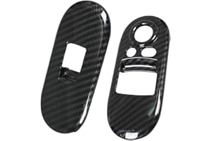 Riloer 2 piezas ABS Elevalunas de coche cubierta del panel de control del interruptor del elevador de ventana del coche para BMVV MINI C-ooper F55 F56 2014-2019, fibra de carbono negro