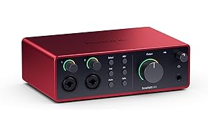 Focusrite Scarlett Interfejs audio USB 4i4 4. generacji dla muzyków, autorów piosenek, gitarzystów, twórców – wysoka precyzja, studyjna jakość nagrań i kompletne oprogramowanie do nagrywania