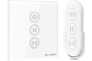 LoraTap Interruptor Persiana WiFi con Mando a Distancia RF, Interruptor Táctil de Pared para Cortina Eléctrica, Funciona con La Aplicación Smart Life, Compatible con Alexa y Google Home