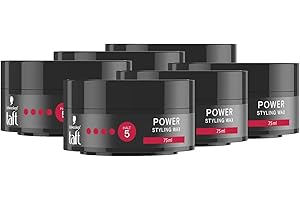 Schwarzkopf Taft Styling Wax Power (6 x 75 ml), wosk do włosów utrzymuje siłę do 48 godzin, delikatny dla włosów i skóry głowy, wegański wosk do stylizacji