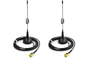 Fasizi Lot de 2 antennes Omni, 433 MHz, avec base magnétique et connecteur SMA mâle, impédance 50 Ohms – 5DBI