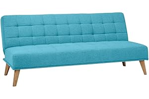 SHIITO | Modelo Versalles - Sofá Cama con Apertura Clic-Clac | Donde la Elegancia y el Confort se encuentran | Diseño Capitoné en Color Turquesa | 189.5 x 88 x 89 cm