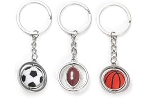 NHPY 3 Stück Schlüsselbund, Drehbarer American Football Schlüsselanhänger In 3D Optik, Fußball, Rugby, Basketball Geschenk Schlüsselanhänger, Football Footballspieler Fan Ball Geschenk Geschenkidee