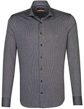 SEIDENSTICKER Herren Hemd Slim Langarm Bügelfrei Karo Businesshemd Kent-Kragen Kombimanschette weitenverstellbar