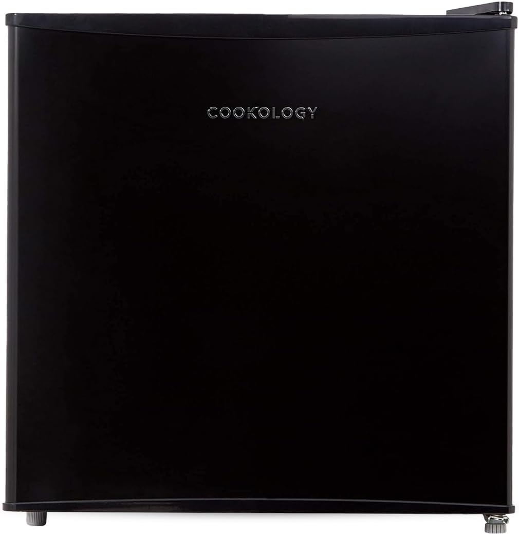 Cookology MFR45BK Small Table Top Mini Fridge in Black - 46 Litre Capacity - For Counter Tops - Reversible Door - Adjustable Temperature Control & Legs - With Chiller Box
