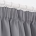 Deconovo Solid Thermal Insulated Ready Made Curtains Tape Top Blackout Curtains for Bedroom with Two Matching Tie Backs 46 x 72 Light Grey One Pair