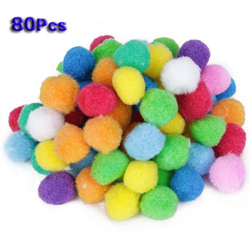 80pcs Pompones Bolas Coloreadas Redondas Colored Round Pompon Ball bola fieltro