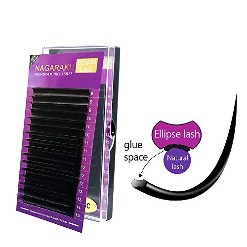 NAGARAKU Ellipse Flat Eyelash Individual Extensions Saving Time Grafting Easily False Eyelash(0.20 D 8-15mm Mix length)
