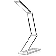 kwmobile Rechargeable LED Folding Desk Lamp - Dimmable Portable Aluminium Table Light for Home, Reading, Studying, Travel with Micro USB - Silver
