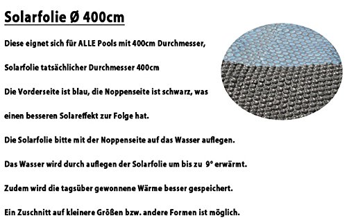 Miganeo® 400 cm Premium Solarplane schwarz/blau rund Poolheizung für Pool - 3