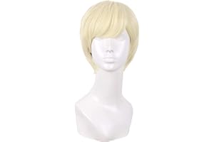 MapofBeauty 10 cali/25 cm modna męska peruka do odgrywania ról krótkie kręcone włosy (jasny blond)
