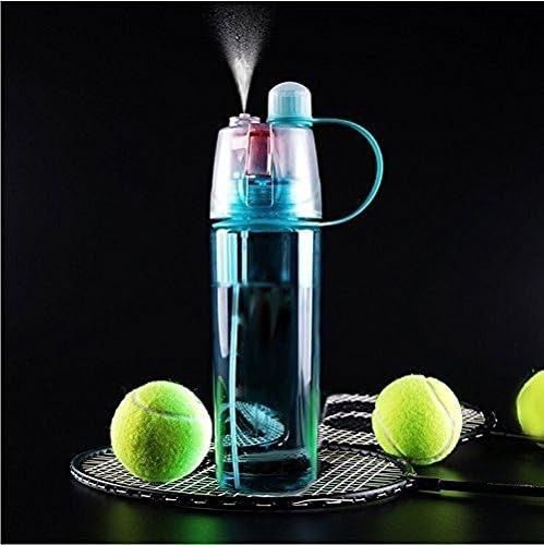 Spray Drinking Water Bottle, 600ml Misting Sport Water Bottle with Mist Sprayer, Portable Sport Drinking Cooling kettle for Outdoor Hiking Camping Climbing Traveling School Gift (Blue)
