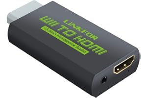 LiNKFOR Wii HDMI Converter Wii to HDMI Converter Scales Wii to HDMI and 3.5mm Audio Output Wii Signal to 720p and 1080p HDMI Signal Wii2HDMI Support ETC NTSC PAL Compatible with HDTV Headphone