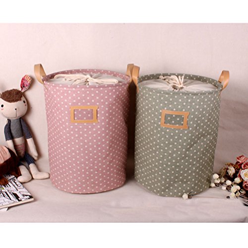 Inwagui Runde Wäschekorb Hamper Aufbewahrungstasche Wäschesack Wäschekorb Wäschesammler Halter wäschebox mit Deckel-Rosa - 6