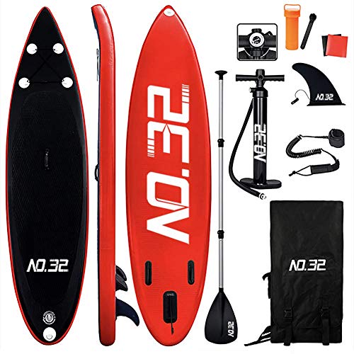 Tabla Hinchable de Paddle Surf + SUP Paddle Remo de Ajustable | Bomba | Mochila | Aleta Central Desprendible | Kit de Reparación y La Cinta para Atar al Pie(300 * 83 * 15cm Grosor, Carga Hasta: 350kg)
