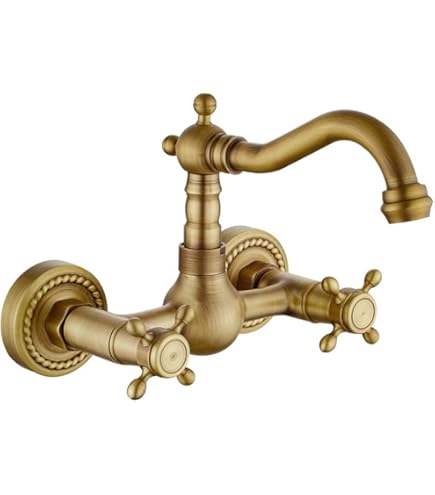 Rubinetto Lavabo Bagno Anticato - Monocomando In Ottone Cromato, Stile Vintage - Foto 5