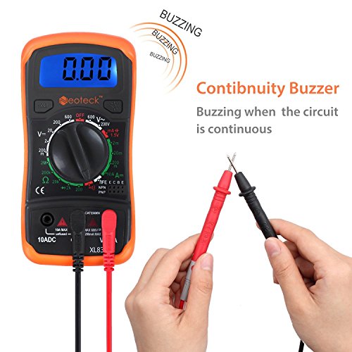 Neoteck Mini Digital Multimeter Digitaler Multimeter mit Manuellem Bereich Messinstrument Voltmeter Ammeter Ohmmeter AC DC Spannung DC Strom Widerstand Transistor Buzzer mit LCD - 3