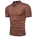 Produktbild T-Shirt,Sannysis Herren Casual Slim Kurzarm Gestreiftes Top Bluse Herren Regular Fit T-Shirt Basic T-Shirt Polo Hemd (XXXL, Braun)
