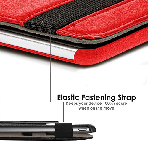 Forefront Cases® Neue Leder Drehbar Hülle Tasche Case Cover für Samsung Galaxy Tab E 9.6 T560 (Juli 2015) – PU Ledertasche lederhülle 360° Drehbarer Stand mit Rundum-Geräteschutz + Eingabestift Displayschutz - 7