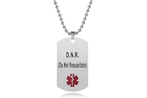 LSxAB Red Medical Alert ID Necklace for Men Women Emergency First Aid Seniors Health Alarm Laser Engraved Pendant Stainless Steel Jewellery
