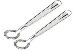 WeddHuis Ensemble de 2 Fouets Cuisine Acier Inoxydable,Mini Cuisine,Durable,Design Ergonomique,à Spirale,Petit,Batteur Manuel,Patisserie,Outil de Cuisine Polyvalent pour Mélanger et