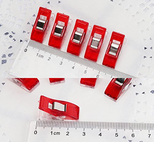 ilauke Stoffklammern Wonder Clips Nähen Zubehöre Kunststoff Patchwork Buckle Multi-Use Nähmaschinenhelfer Kurzwaren (100 rot) - 4